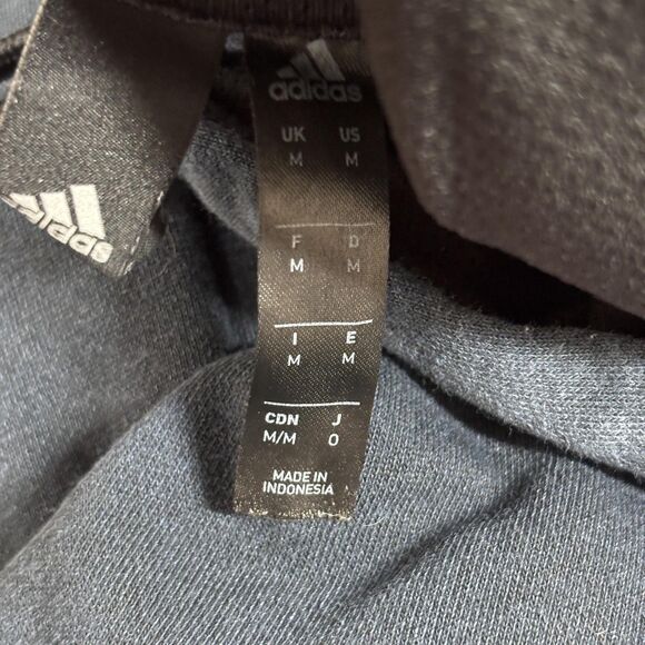 Adidas Hoodie Men's Medium Navy Blue Pullover Sweatshirt Athletic Thumb Holes - Picture 7 of 10